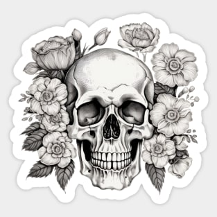 Skull with flowers Sticker